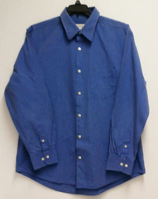 Camisa de vestir para hombre Merona con botones delanteros, manga larga, rayas azules, L 16-16-1/2 Foto 1 de 4