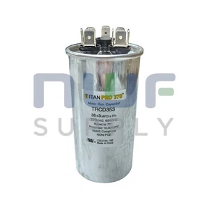 Condensador de funcionamiento redondo de doble motor TitanPro TRCD353 HVAC 35/3 MFD/UF 370 voltios - Imagen 1 de 2