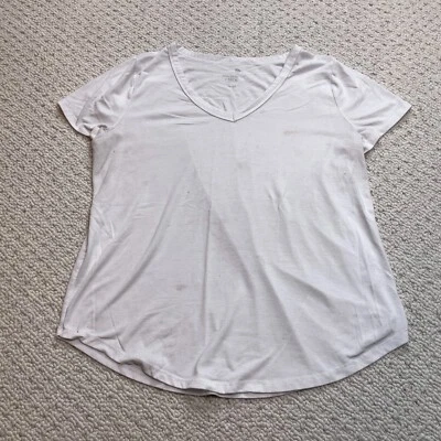 Camisa SO Para Mujer XL Blanca Manga Corta Poliéster Top Sólida Básica Favorita Cuello en V Foto 1 de 4