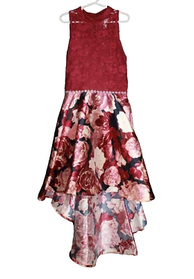 Vestido de fiesta floral alto bajo Speechless para niños niñas talla 14 borgoña dorado negro rosa Foto 1 de 2