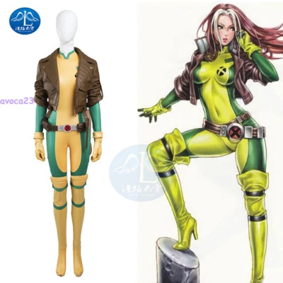 X-MEN Rogue Anna Marie Hero Zentai Jumpsuit Bodysuit Halloween Cosplay Costume - Image 1 of 4