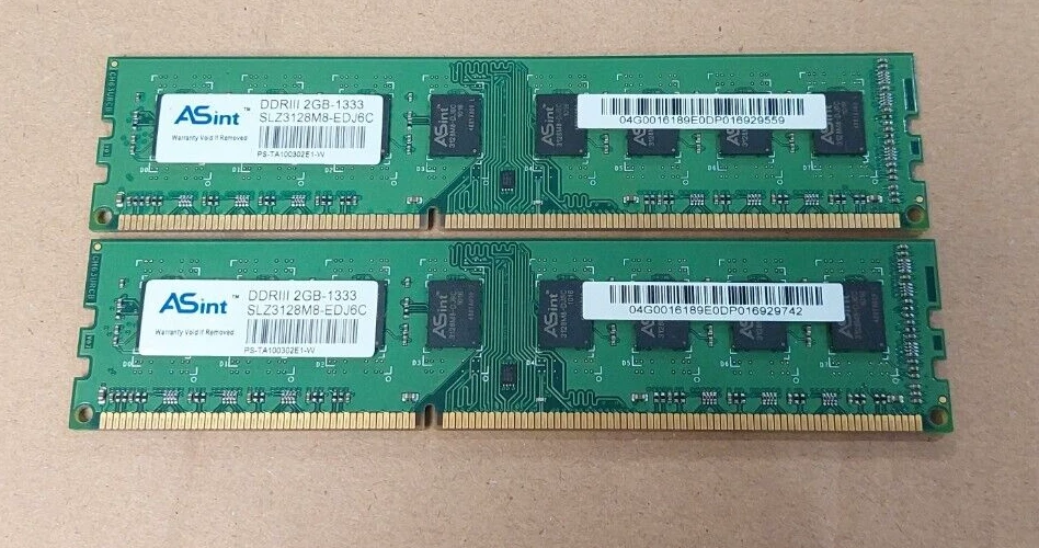 4GB KIT ASint SLZ3128MB-EDJ6C DDR3 1333 COMPUTER DESKTOP PC RAM PS-TA100302E1-W - Bild 1 von 1