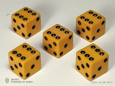 Juego de dados mancha caramelo naranja catalina baquelita 5/8" nítido excelente estado Foto 1 de 4