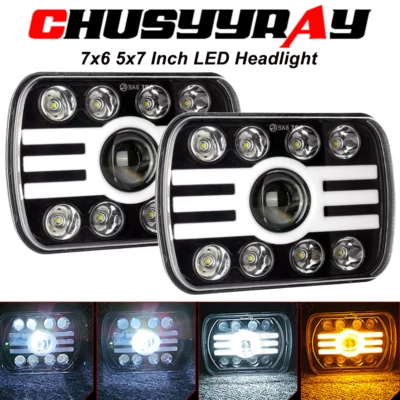 Par de faros LED 7x6 5x7 altos/bajos para Nissan NX 1983-1993 Foto 1 de 4