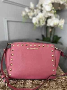 Michael Kors Handbag Selma Saffiano Leather Shoulder Studded Crossbody Bag - Picture 1 of 13