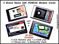 56K Pcmcia Modem Cards - Tested and all Brand Name - Lot Of 4 Cards for 1 Price