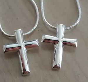 NEW Unisex/Men's 925 Sterling Silver Cross Pendant Necklace Jewelry, 16-18” - Picture 1 of 15