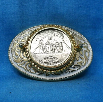 Tropicana Casino Gaming Token Belt Buckle Gambler Western Scroll Vtg 80s .BMW358 - Image 1 of 4