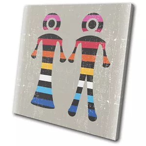 Illustration Boy Girl Colourful SINGLE CANVAS WALL ART Picture Print VA - Picture 1 of 1