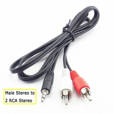 AUX Male 3.5mm to 2 RCA AV Audio Video Male Converter Cable TV Cord Adapter Wire - Image 1 of 4