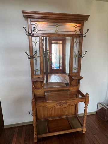Antique Carved Oak Hall Tree Stand / Coat Hanger Cover