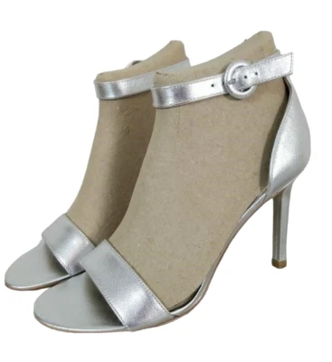 Sandalias para mujer Marc Fisher sandalia de cuero plateado / ML Kora / punta abierta / talla 7 Foto 1 de 4