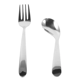 1 Set Angled Spoon Ergonomic Fork Disabled Person Eating Feeding Utensil Assist - Picture 1 of 12