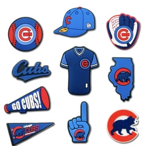 Chicago Cubs Baseball Croc Shoe Charms Set of 10 - Picture 1 of 1