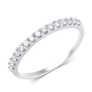 ANILLO APILABLE BANDA DE BODA DE DIAMANTES DE ORO BLANCO DE 14K PARA MUJER 1/4 CT 1,7 mm talla 5-11 - Imagen 1 de 5