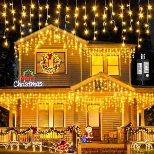 Icicle Christmas Lights Outdoor,33ft 400 LED Christmas Lights 8 Modes waterproof - Picture 1 of 12