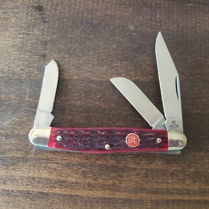 JA Henckels GERMANY Stockman Dark Red Rope Jigged Bone VERY NICE LOOK! - Picture 1 of 11