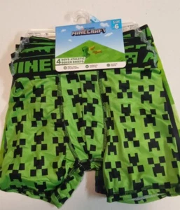 Minecraft Boys Athletic Boxer Briefs 4 Pairs Underwear Size 6 Creepers NWT - Picture 1 of 7