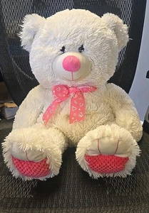 Valentine’s weißer Plüsch Teddybär groß rosa Herzband Stofftier - Bild 1 von 5