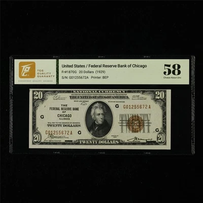 1929 Federal Reserve Bank of Chicago 20 Dollars Pick#1870G - Image 1 of 4