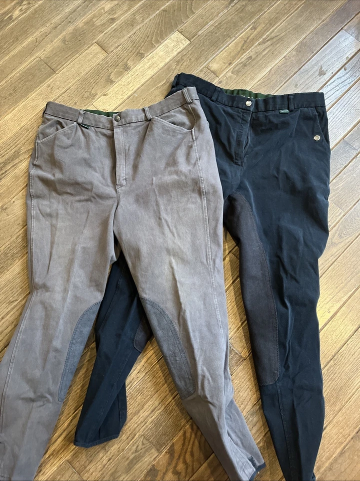 Lote de 2 Calças Masculinas de Equitação Platina 36 Aperto de Assento Completo Equestre - Imagem 1 de 4