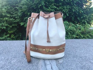 Bolso Cubo EMILIO PUCCI Años 70 Cuero Blanco Marrón RARO - Imagen 1 de 16