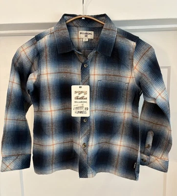 Маленькие мальчики новый с Ярлыками Billabong береговой линии L/S фланелевая рубашка Shacket в синий размер 5 - Изображение 1 из 4