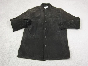 Pronto Uomo Leather Shirt Mens Extra Large Tall XLT Black Button Up Suede Casual - Picture 1 of 11