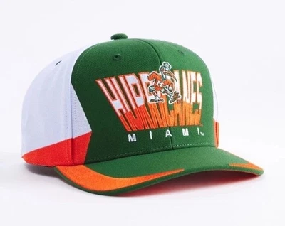 MIAMI HURRICANES Mitchell & Ness NCAA RETRODOME Gorra Snapback ¡NUEVA! Pro-Crown Fit Foto 1 de 4