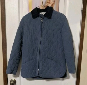 Casual Corner Womens Quilted Riding Jacket Coat Petite Small Blue Vintage 90's - Picture 1 of 5