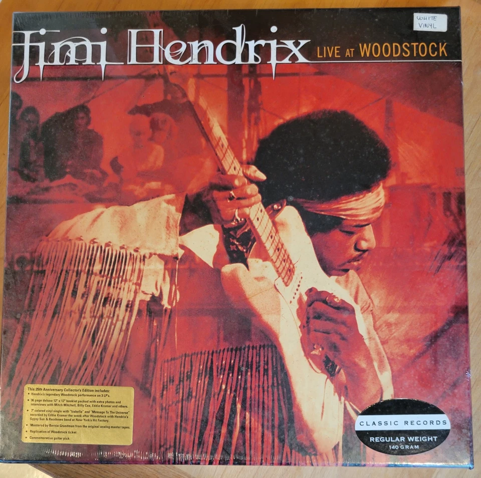 Jimi Hendrix  Woodstock   SEALED  3 record WHITE VINYL  Box set   140 gr.  2004 - Image 1 of 4
