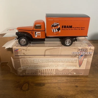 Liberty Classics 1942 Chevrolet 1 1/2 Ton Box Truck Bank Diecast Orange LE 1975 - Image 1 of 4