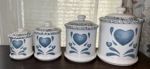 EUC Vintage Jay Import Forelle Blue Heart Canister Set Of 4 - Picture 1 of 13