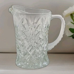 VTG Anchor Hocking Pressed Glass Creamer with Pineapple Pattern - Glass Pitcher - Picture 1 of 9