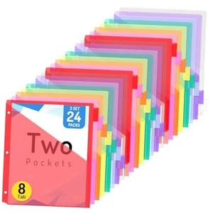 24 Count Dividers with Two Pockets, 8 tab Binder Dividers for 3 Ring Binder - Picture 1 of 7