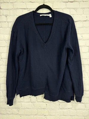 Sudadera Tejida Azul Marino Wilt Talla XS Hecha en EE. UU. Cuello De Gran Tamaño Foto 1 de 4