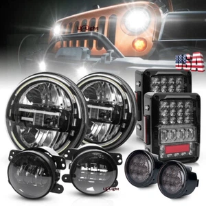 Kits combinados de faros LED halo para Jeep Wrangler JK 7" luces traseras luces antiniebla giratorias - Imagen 1 de 14