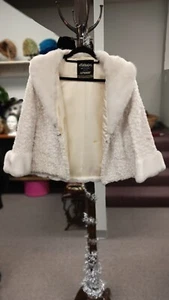 Capelet vintage anni 50 Astrakin FAUX lana di agnello con tasche, spacchi braccio COSÌ COM'È - Foto 1 di 15