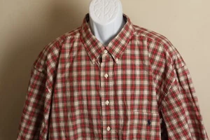 Ralph Lauren Men's red, green and ivory plaid short sleeve shirt 3XB Big 3XL - Picture 1 of 4