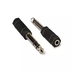 2 Zoll 3,5 mm 1/8 Stereo Buchse auf 6,3 mm 1/4 Stereo Stecker Stecker Adapter - schwarz - Bild 1 von 1