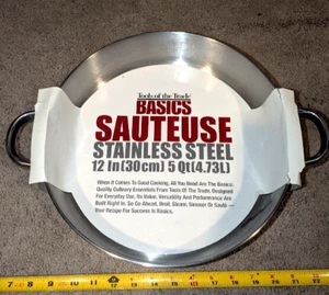 Tools of the Trade 12” Sauteuse 5 Qt. Stainless Steel SAUTE PAN 2 Handles (T) - Picture 1 of 2