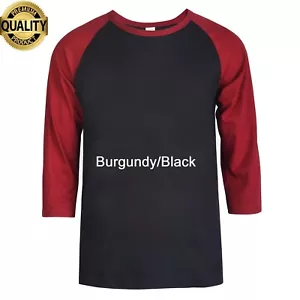 Herren Baseball T-Shirt Raglan Premium Baumwolle 3/4 Arm zweifarbig Jersey Tee - Bild 1 von 2