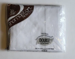 New Old Stock Vtg THOMASTON No Iron Fitted White USA DOUBLE 54 X 75 Made In US - Picture 1 of 4