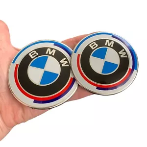 2PC Front Hood + Rear Trunk (82mm+74mm) for BMW Badge 50 Year Emblem 51148132375 - Foto 1 di 3