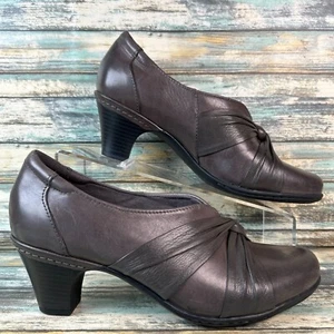Cobb Hill Pumps Womens Sz 9M Gray/Brown Leather Block Heel Round Toe Dress Shoes - Picture 1 of 16