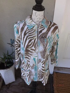 Chico's, Multicolor Algodón/Poliéster Manga 3/4 Lt. Wt. Chaqueta, talla 2/L - Imagen 1 de 4