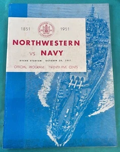 Programa de fútbol americano Northwestern Wildcats 1951 - guardiamarina - Imagen 1 de 4