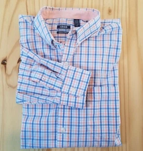 IZOD Premium Essentials Longsleeve Buttondown XL Pink & Blau Kariert 15×35 - Bild 1 von 5