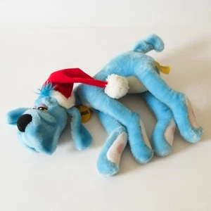 Peluche de juguete suave para perro FOOFUR de Navidad - Dakin vintage años 80 1987 perro azul dormido - Imagen 1 de 9