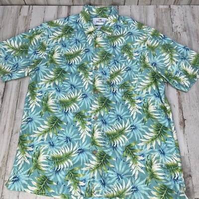 28 PALMS Mens Size M Short Sleeve Button Up Floral Print Hawaiian Shirt Teal  P1 - Image 1 of 4